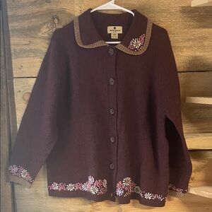 Woolrich Burgundy Jacket with Floral Accents